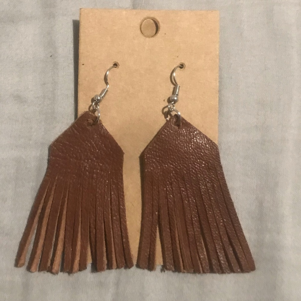 Real Leather fringe Earrings